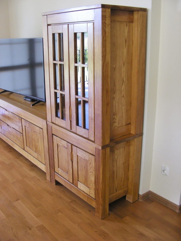 Witryna ramowa drewno jesion kolor brunat 2225