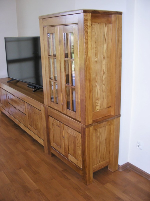 Witryna ramowa drewno jesion kolor brunat 2225