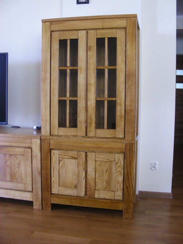 Witryna ramowa drewno jesion kolor brunat 2225