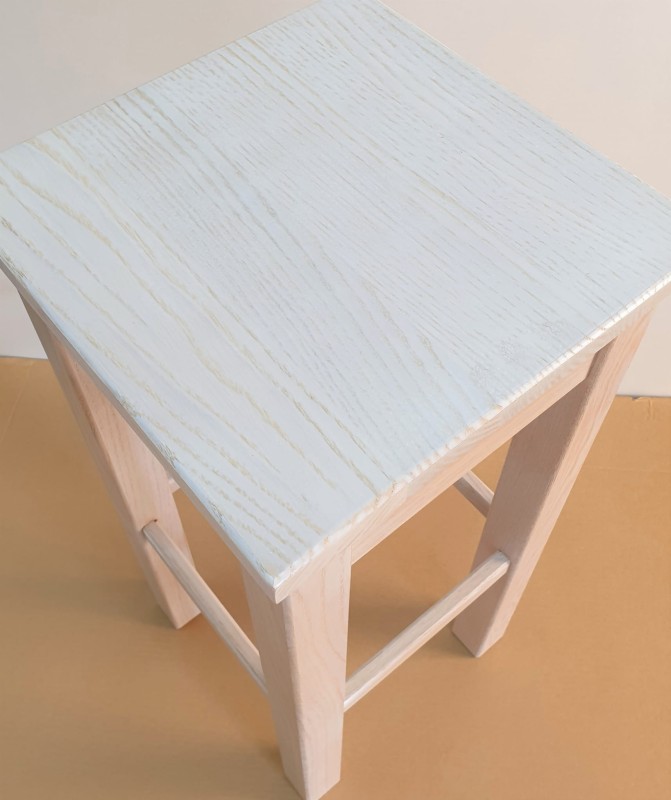 Hoker 65 cm blat 30 x 30 drewno bukowe kolor biel 2001