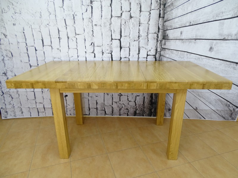 Stół dębowy lakier naturalny 120 x 80 + 40. Wersja rozłożona
