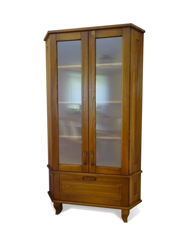 Witryna narożna przeszklona seria Ciechocin drewno jesion kolor brunat 2225