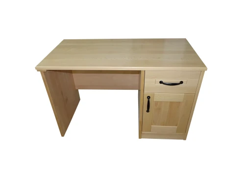 Biurko bukowe minimalistyczne z czarnymi uchwytami