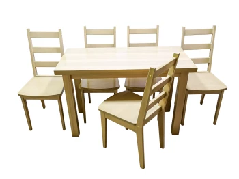 Drewniany kuchenny stół  z grubym blatem 120x70 w komplecie 5 x krzesło OLA drewno buk jesion lub dąb