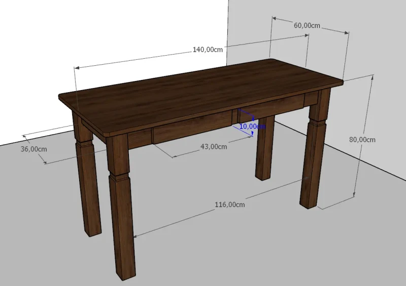 Stół z dwoma szufladami - wymiary 1.webp