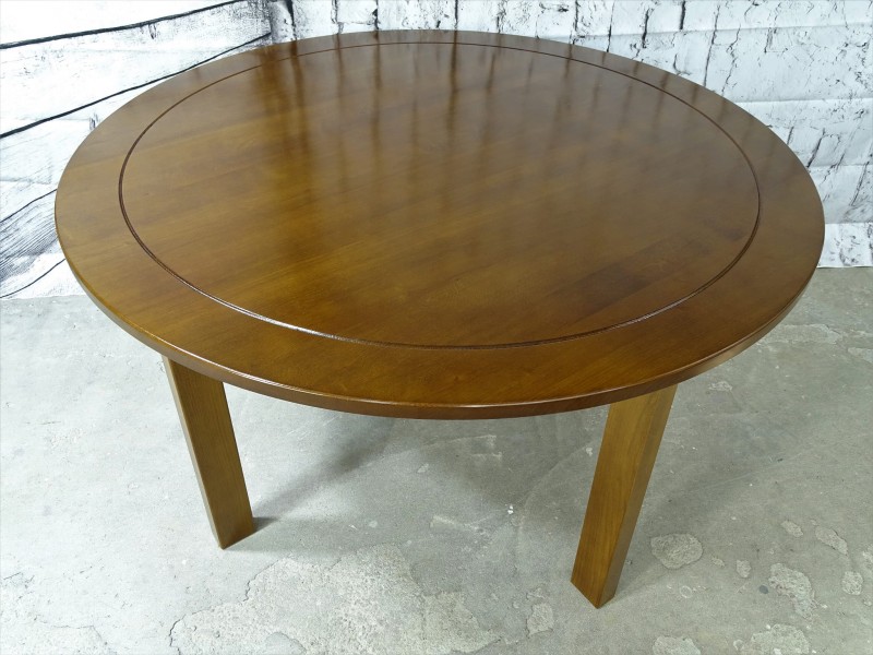 Stół drewno dębowe koło promień 130 cm wys 74 cm, kolor brunat 2225.
