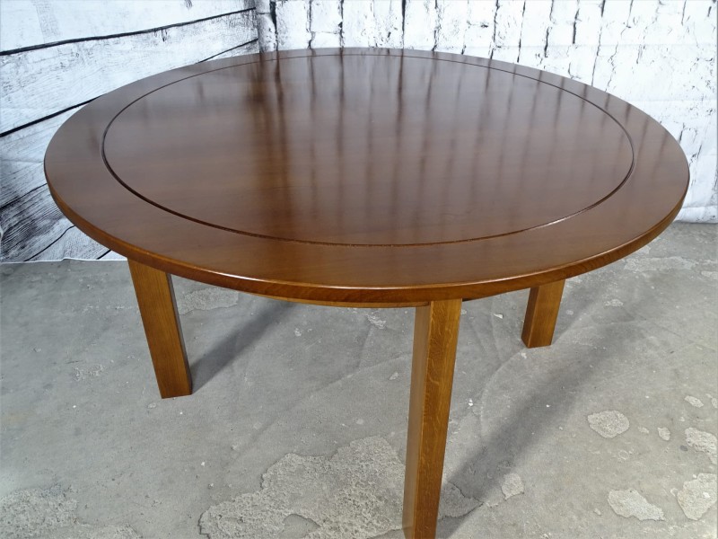 Stół drewno dębowe koło promień 130 cm wys 74 cm, kolor brunat 2225.