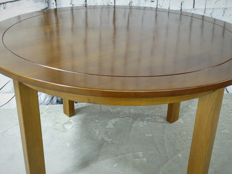 Stół drewno dębowe koło promień 130 cm wys 74 cm, kolor brunat 2225.