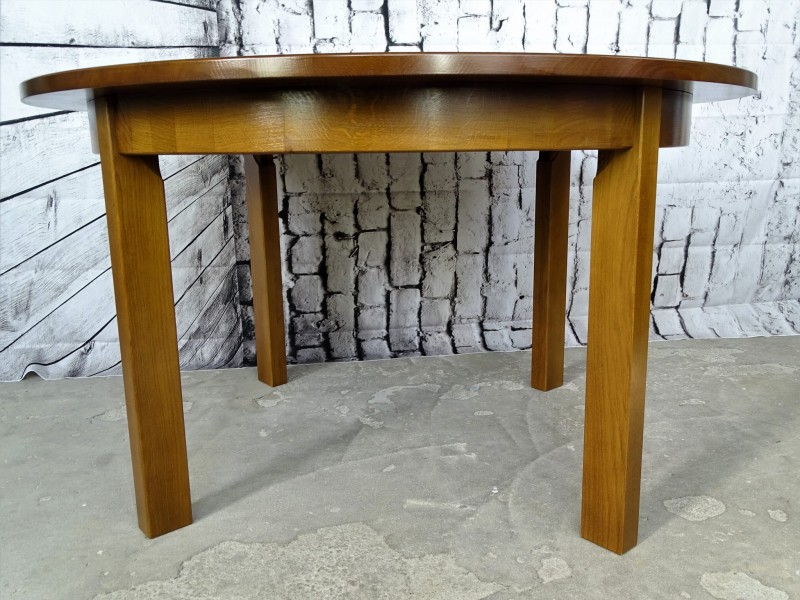 Stół drewno dębowe koło promień 130 cm wys 74 cm, kolor brunat 2225.
