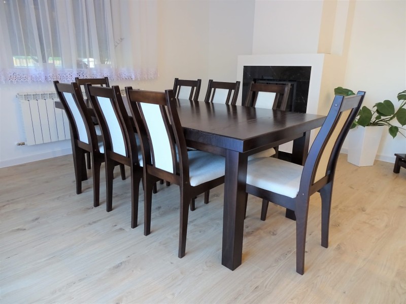 Zestaw mebli stół rozkładany 180 x 90 h 74 i 8 krzeseł Anna