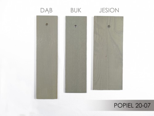 Próbka koloru bejcy Sopur na drewnie  Popiel 20 07