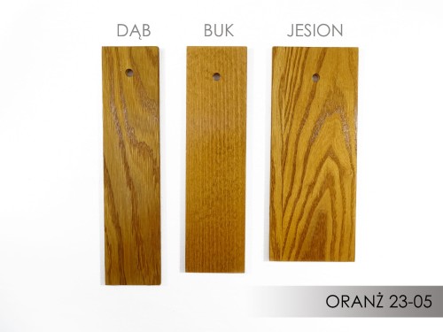 Próbka koloru bejcy Sopur na drewnie  Oranż 23 05