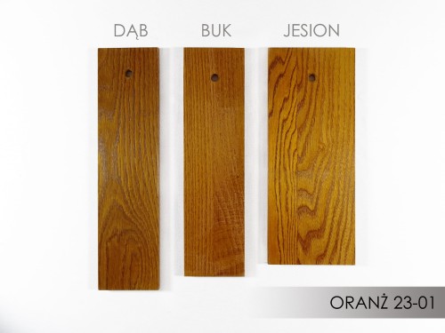 Próbka koloru bejcy Sopur na drewnie  Oranż 23 01